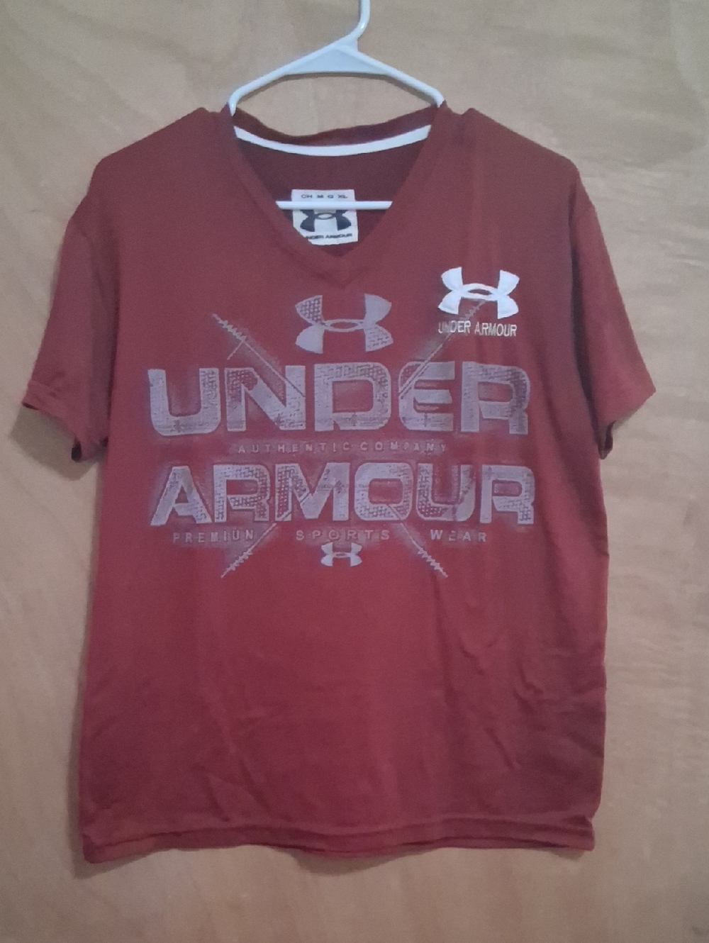 Under Armour Rust Red Logo V-Neck Tee
